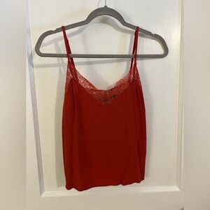 Red/orange Lace Trim Cami Top